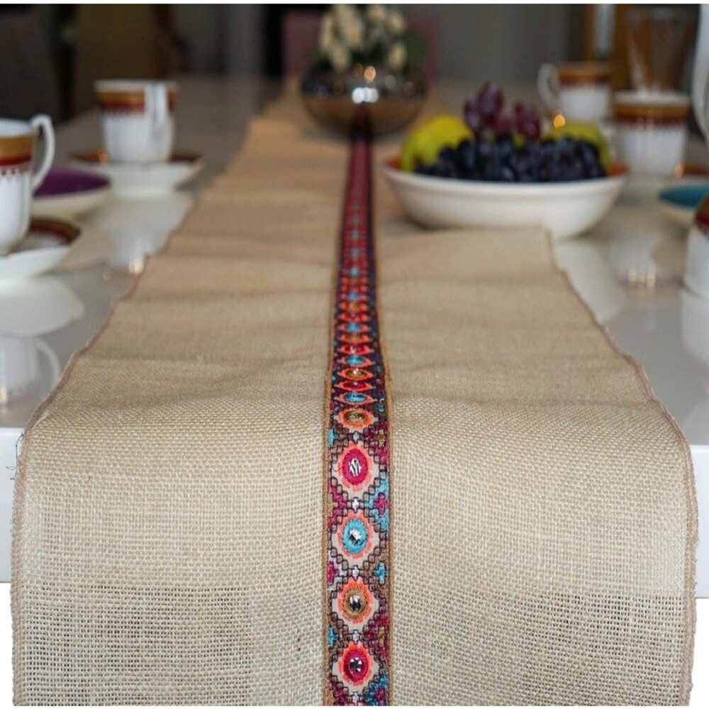 Boho 100% Jute Burlap Handmade Decorative Table Runner Home Party 13X48 NEW